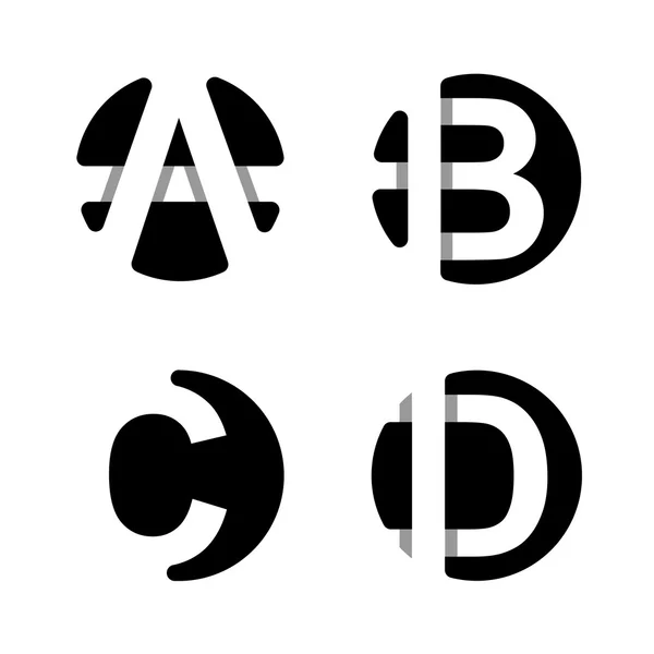 Capital letters  A, B, C, D. — Stock Vector