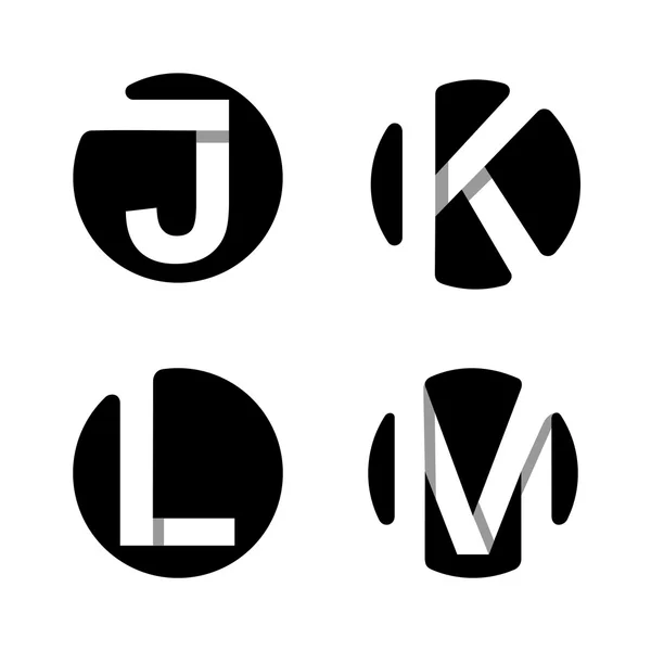 Großbuchstaben j, k, l, m. — Stockvektor