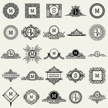 Vintage Monogram logolar tasarım şablonları 