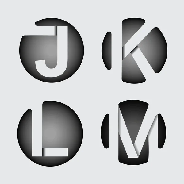 Capital letters J, K, L, M — Stock Vector