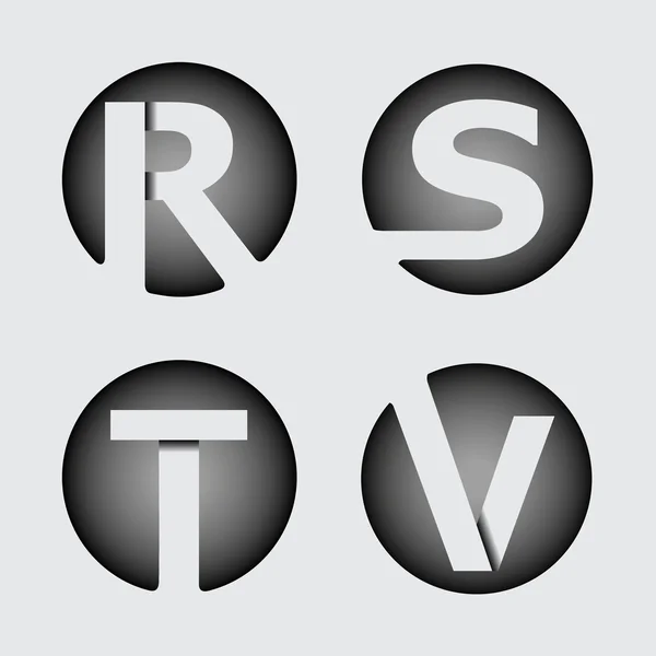 Capital letters R, S, T, V — Stock Vector