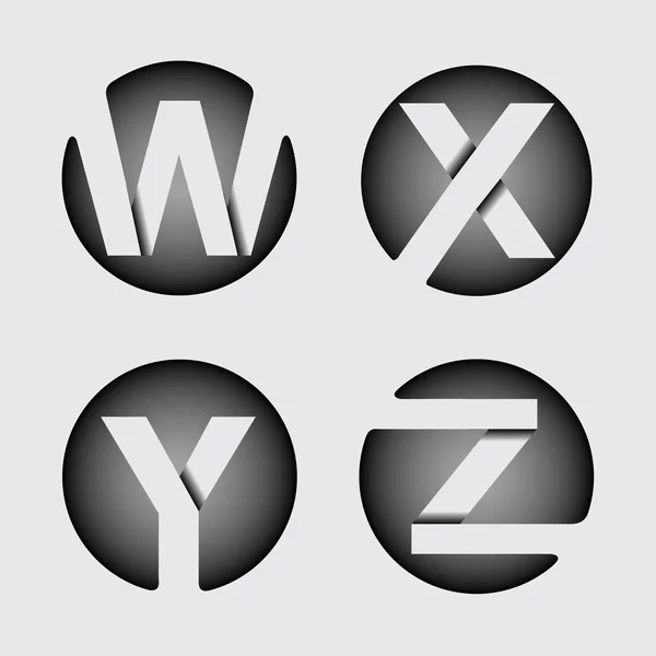 Großbuchstaben w, x, y, z — Stockvektor