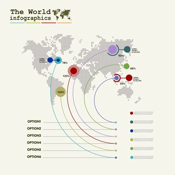 Modelo infográfico mapa do mundo . — Vetor de Stock