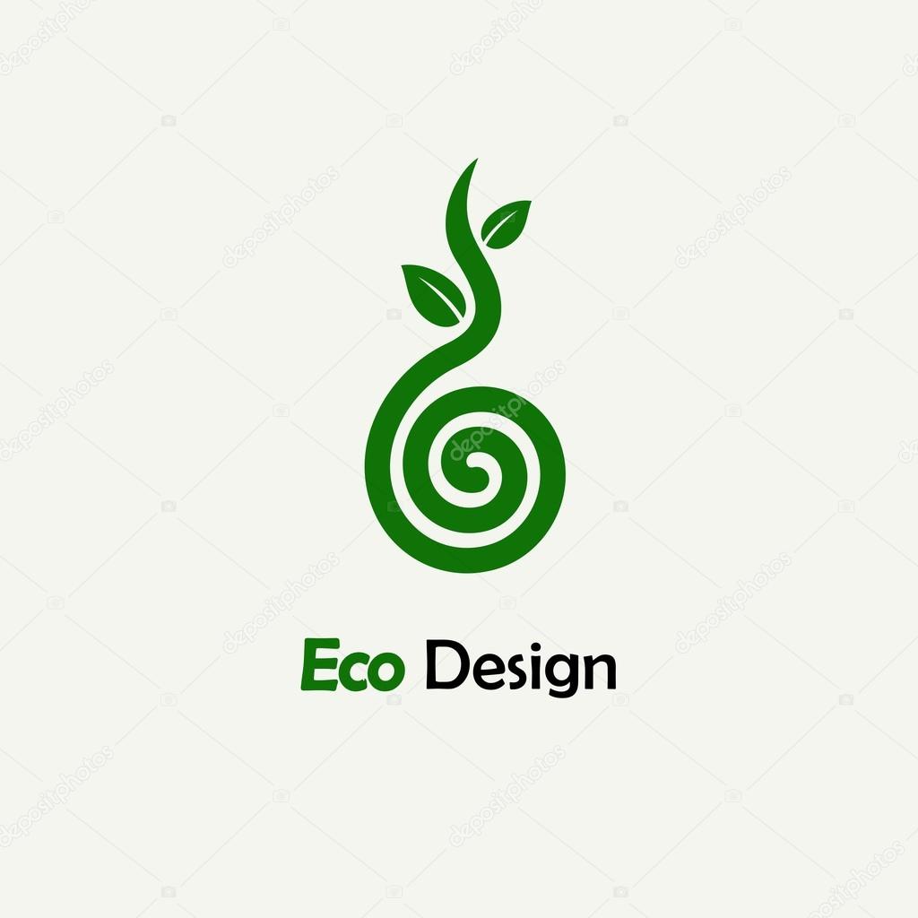 Symbolic sprout tree spiral. Template for creating logos, emblems, monograms. Plant, nature and ecology