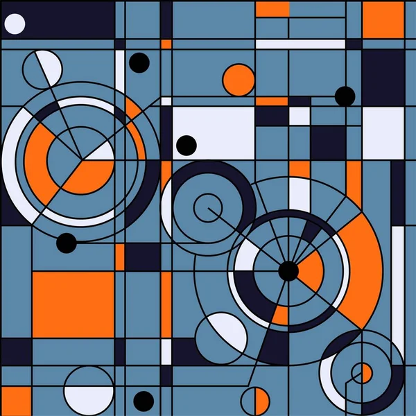 Geometri minimalist sanat eseri posteri. Neoplastisizm, Bauhaus, Mondrian tarzında kusursuz bir motif. Web afişi, iş sunumu, markalaşma paketi, kumaş baskısı, duvar kağıdı. — Stok Vektör