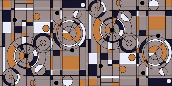 Geometri minimalist sanat eseri posteri. Neoplastisizm, Bauhaus, Mondrian tarzında kusursuz bir motif. Web afişi, iş sunumu, markalaşma paketi, kumaş baskısı, duvar kağıdı. — Stok Vektör