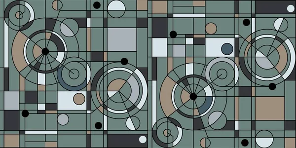 Geometrisk minimalistisk kunstverksplakat. Moderne sømløst mønster i neoplastisk stil, bauhaus, mondriansk. for nettbanner, presentasjon av virksomheten, merkevareemballasje, stofftrykk, tapeter. – stockvektor