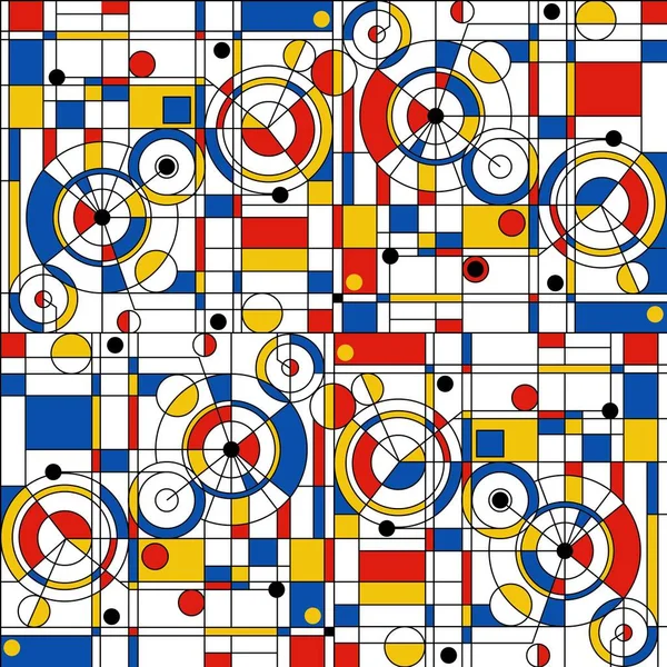 Motif moderne sans couture dans le style de néoplasticisme, Bauhaus, Mondrian. Parfait pour le design d'intérieur, impression, web design — Image vectorielle