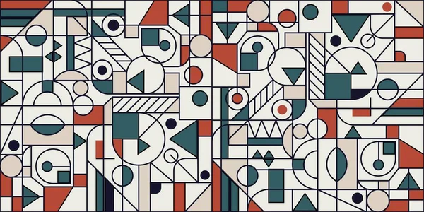 Geometri minimalist sanat eseri posteri. Neoplastisizm, Bauhaus, Mondrian tarzında kusursuz bir motif. Web afişi, iş sunumu, markalaşma paketi, kumaş baskısı, duvar kağıdı. — Stok Vektör