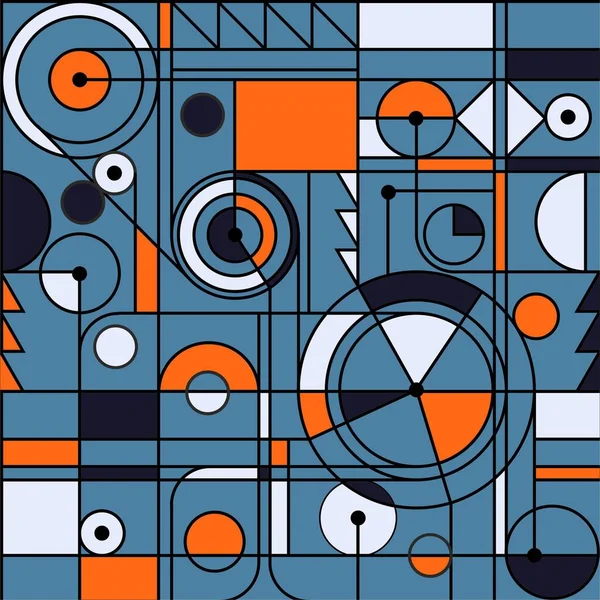 Geometrický minimalistický plakát s uměleckými díly. Moderní bezešvý vzor ve stylu Neoplasticismu, Bauhaus, Mondrian. pro web banner, obchodní prezentace, značkovací obal, potisk tkanin, tapety. — Stockový vektor