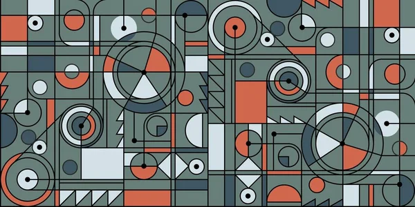 Geometrický minimalistický plakát s uměleckými díly. Moderní bezešvý vzor ve stylu Neoplasticismu, Bauhaus, Mondrian. pro web banner, obchodní prezentace, značkovací obal, potisk tkanin, tapety. — Stockový vektor