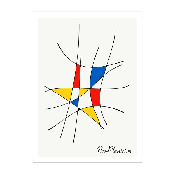 Modern Poster, Artwork inspired postmodern in the style of Neoplasticism, Bauhaus, Mondrian. Perfect for interior design, printing, web design. — Stock Vector