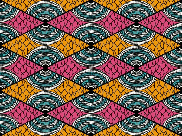 Motif sans couture de mode africaine ornement en couleurs vives, l'art de l'image et le fond abstrait pour impression de tissu, écharpe, châle, tapis, mouchoir, mouchoir, vecteur. — Image vectorielle