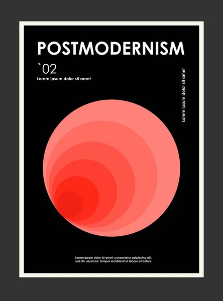 Karya seni, poster terinspirasi postmodern dari vektor abstrak simbol dinamis dengan bentuk geometris yang berani, berguna untuk latar belakang web, desain gambar poster, halaman depan majalah, cetak hi-tech, sampul karya seni. - Stok Vektor