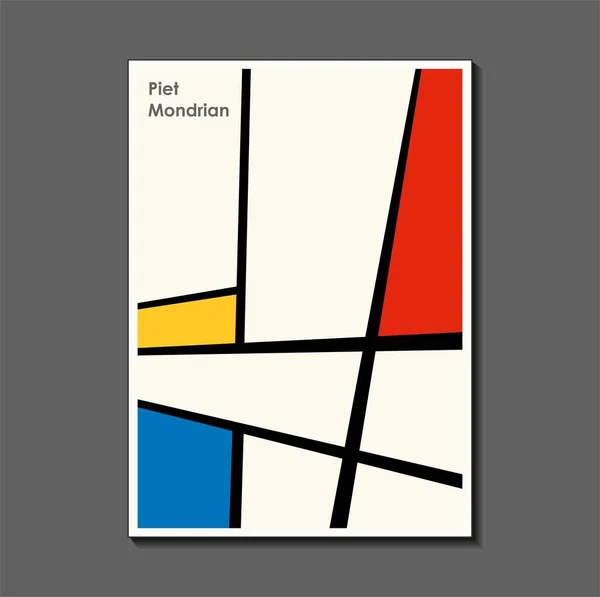 Postmodern Piet Mondrian 'dan esinlenilmiş moda posteri. Neoplasti Bauhaus. İç tasarım, arkaplan, poster tasarımı, derginin ilk sayfası, yüksek teknoloji baskı, kapak için kullanışlı. — Stok Vektör