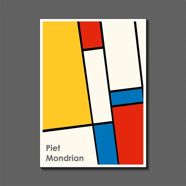 Affiche de mode inspirée du postmoderne Piet Mondrian. Tumeur, Bauhaus. Utile pour le design d'intérieur, fond, poster design, première page du magazine, impression high-tech, couverture. — Image vectorielle