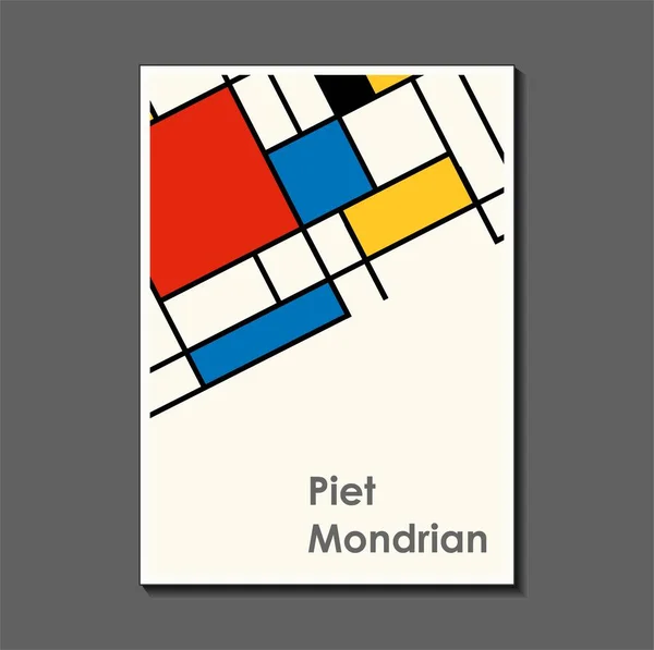 Affiche de mode inspirée du postmoderne Piet Mondrian. Tumeur, Bauhaus. Utile pour le design d'intérieur, fond, poster design, première page du magazine, impression high-tech, couverture. — Image vectorielle