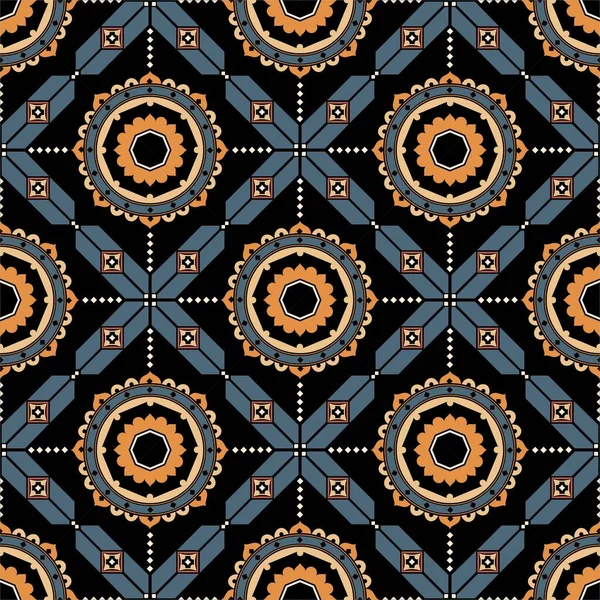 Boheems, modieus naadloos ornament in etnische stijl. In moderne trendy tinten. Perfect voor het ontwerpen van stoffen, kleding, interieurs. — Stockvector