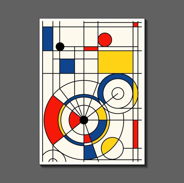 Steampunk mekanik. Poster mode terinspirasi oleh Mondrian postmodern. Neoplasty, Bauhaus. Berguna untuk desain interior, latar belakang, desain poster, halaman pertama majalah, percetakan berteknologi tinggi, sampul. - Stok Vektor