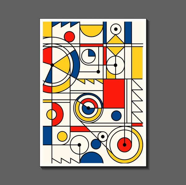 Steampunk mekanik. Poster mode terinspirasi oleh Mondrian postmodern. Neoplasty, Bauhaus. Berguna untuk desain interior, latar belakang, desain poster, halaman pertama majalah, percetakan berteknologi tinggi, sampul. - Stok Vektor