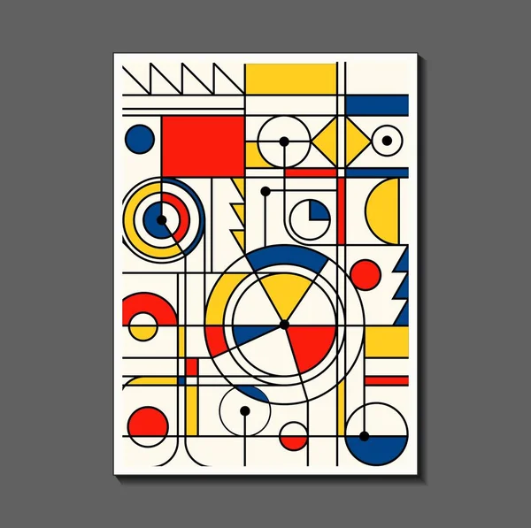 Steampunk tamircisi. Postmodern Mondrian 'dan esinlenilmiş moda posteri. Neoplasti Bauhaus. İç tasarım, arkaplan, poster tasarımı, derginin ilk sayfası, yüksek teknoloji baskı, kapak için kullanışlı. — Stok Vektör