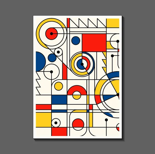 Steampunk mechanic. Fashion poster inspired by postmodern Mondrian. Neoplasty, Bauhaus. Useful for interior design, background, poster design, first page of the magazine, high-tech printing, cover. — Stock Vector