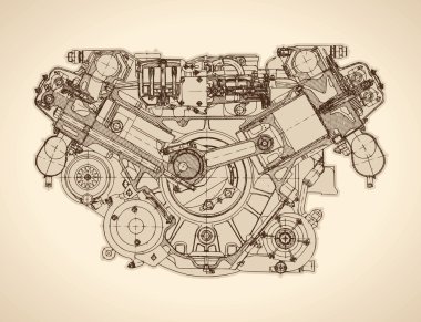 Old internal combustion engine clipart