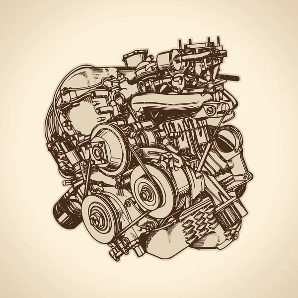 Old internal combustion engine — Stock Vector