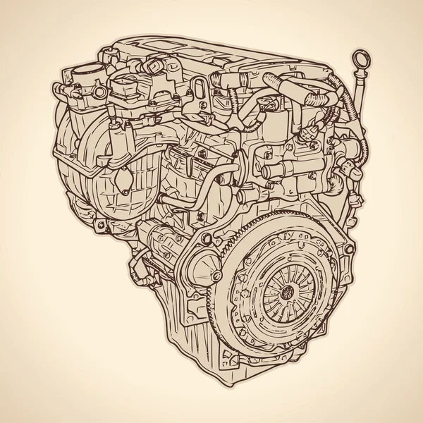 Old internal combustion engine — Stock Vector