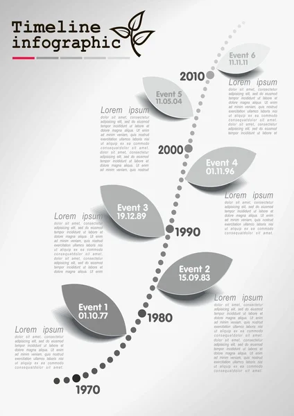 Infográficos de linha do tempo vetorial monocromático — Vetor de Stock