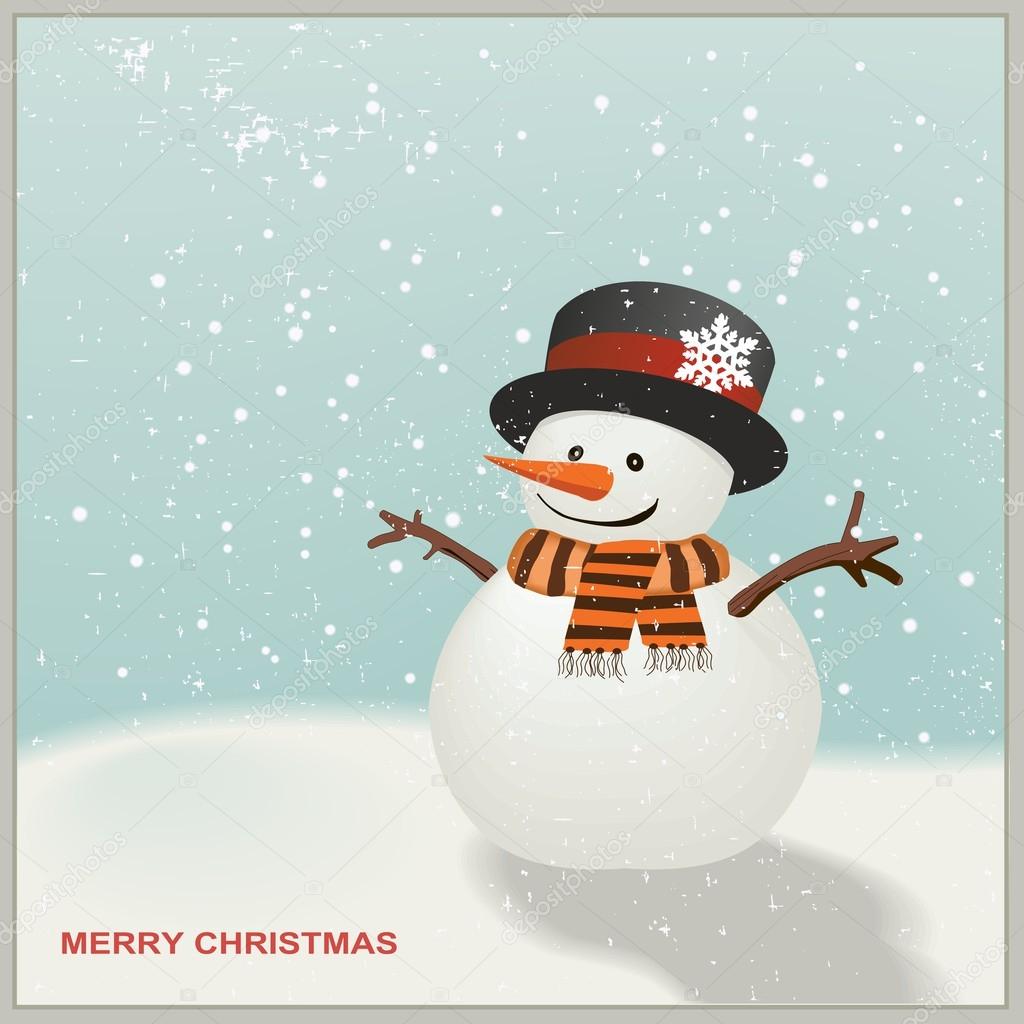 Snowman with hat and striped scarf
