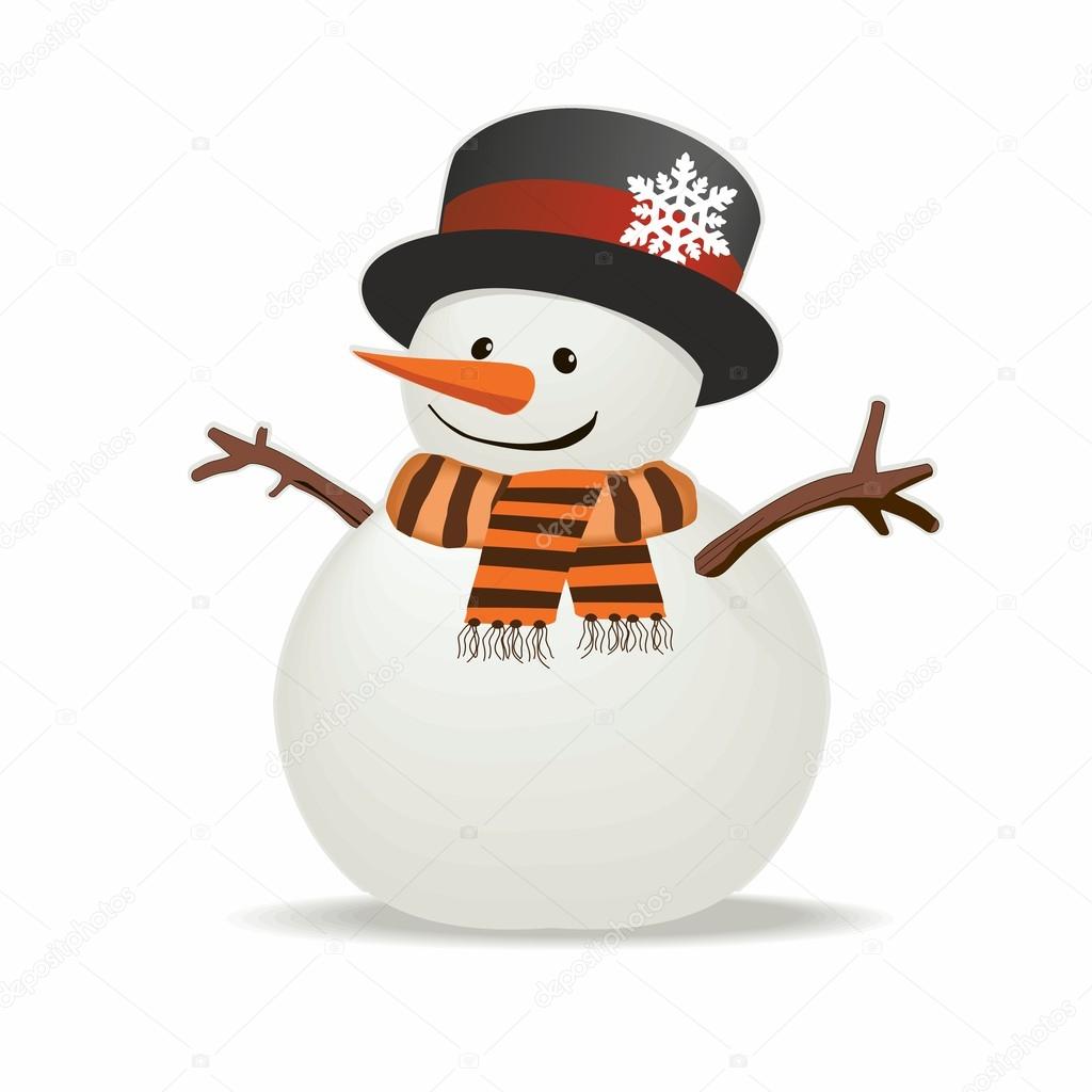 Snowman with hat and striped scarf