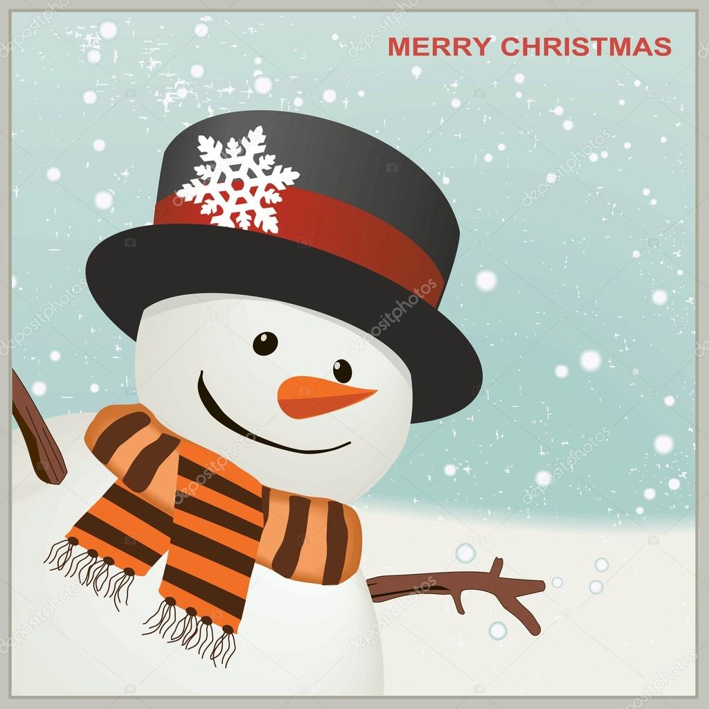 Snowman with hat and striped scarf