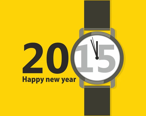 Cartaz com um relógio de pulso Feliz Ano Novo — Vetor de Stock