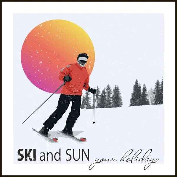 Mountain skiing — Stock Vector