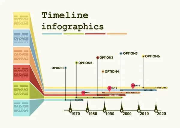 Timeline Infographic med diagram och grafik — Stock vektor