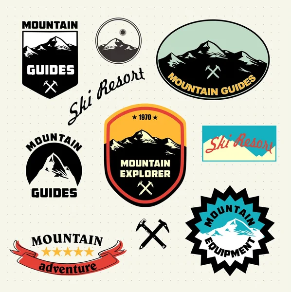 Ski Resort logo i ikony kolekcja. — Wektor stockowy