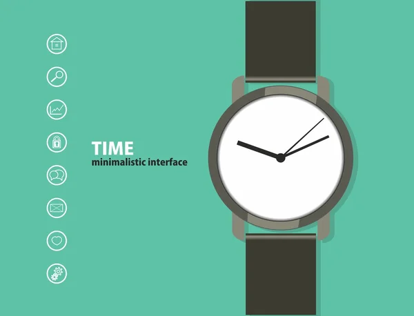 Con un reloj y un conjunto de iconos — Vector de stock