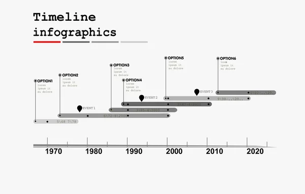 Linha do tempo monocromática Infográfico — Vetor de Stock