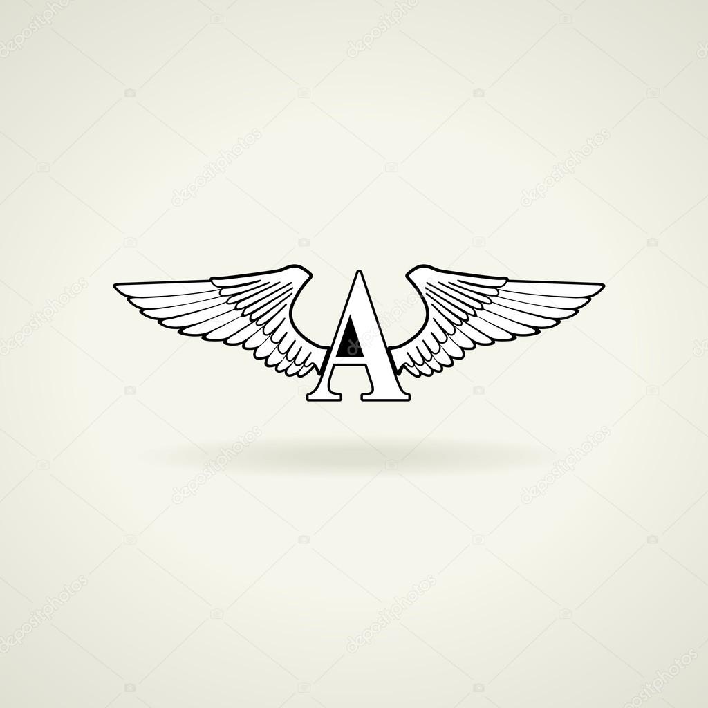 Beautiful angel wings and the letter A