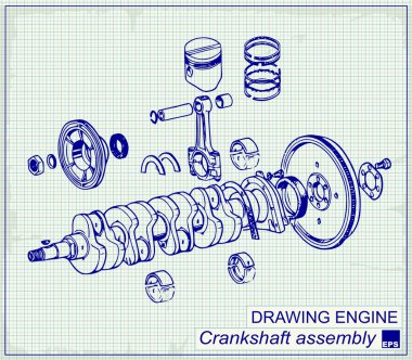 Drawing old engine clipart