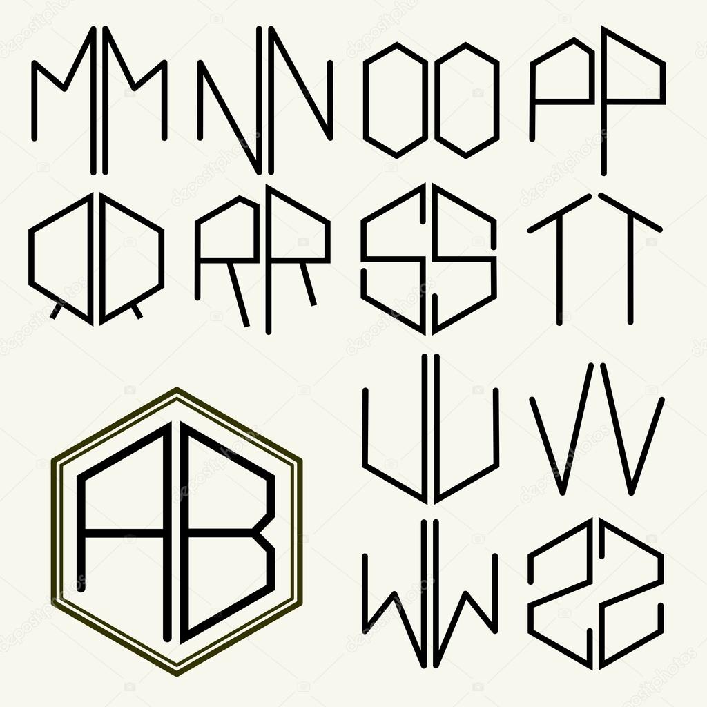 Letters inscribed in a hexagon in Art Nouveau style