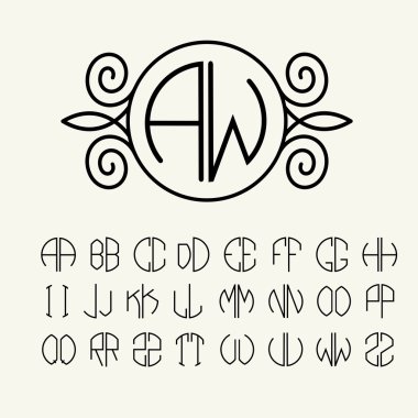 Monogram oluşturmak için şablon harflerin ayarlayın
