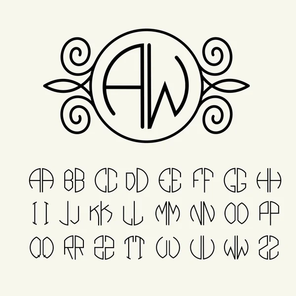 Set of template letters to create monograms — Stock Vector