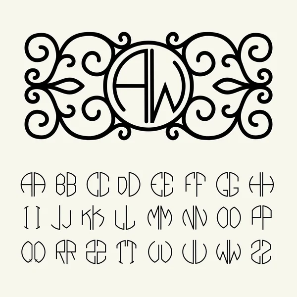 Set of template letters to create monograms — Stock Vector