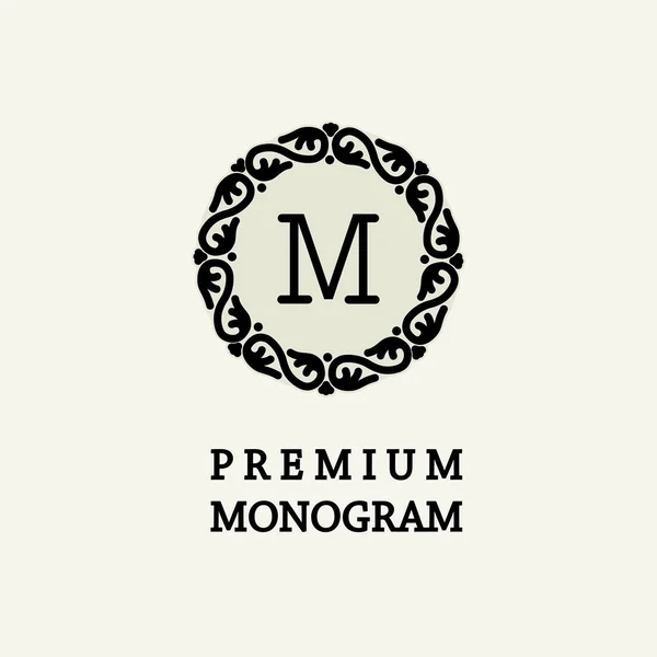 Design de monograma floral elegante e gracioso — Vetor de Stock