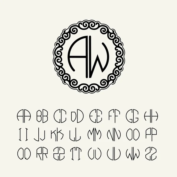 Conjunto de letras de plantilla para crear monogramas — Vector de stock