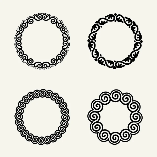 Floral monochrome round monogram design — Stock Vector