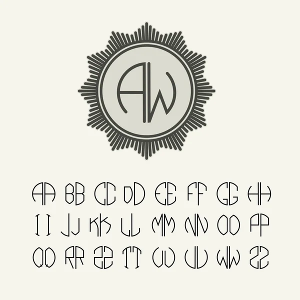 Set of template letters to create monograms — Stock Vector