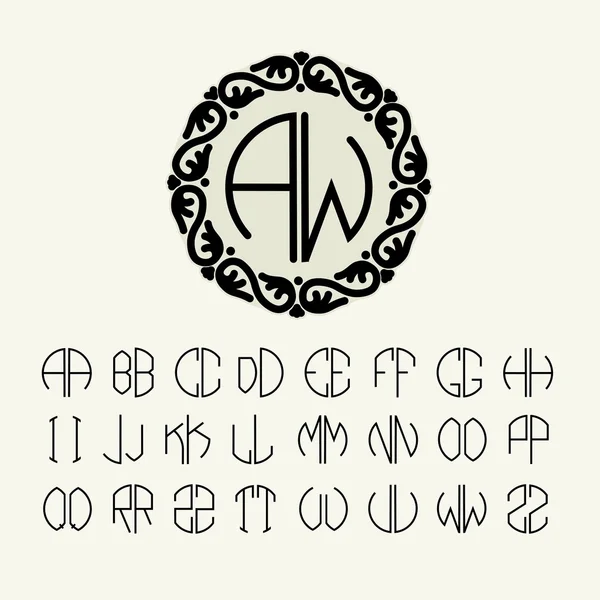 Conjunto de letras de plantilla para crear monogramas — Archivo Imágenes Vectoriales